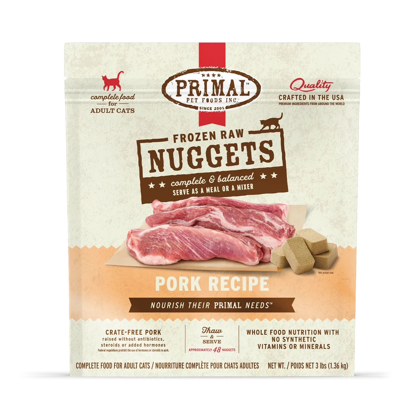 PRIMAL CAT 3# FROZEN NUGGETS PORK