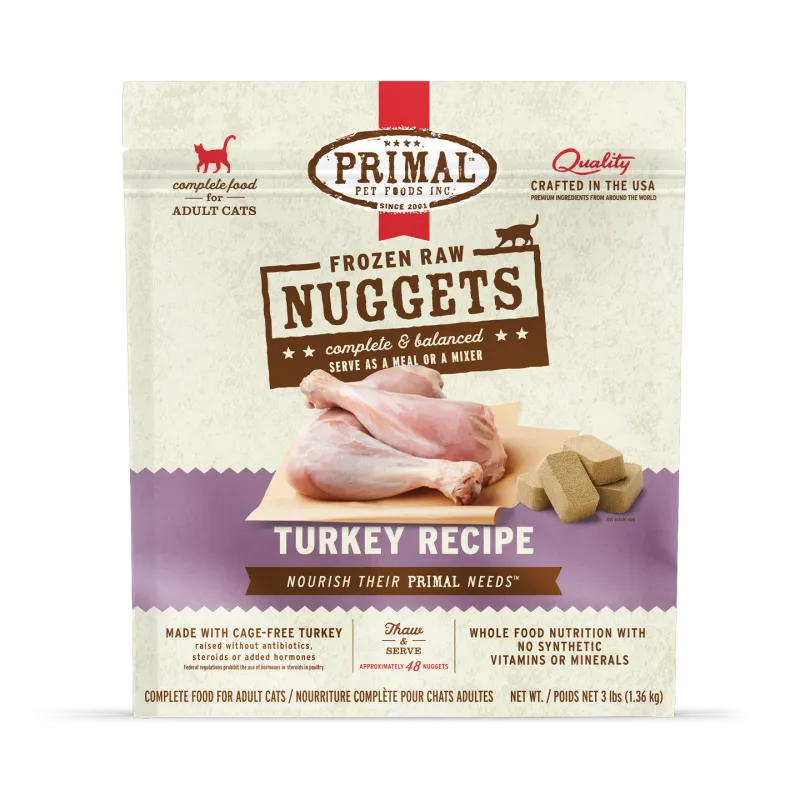 PRIMAL CAT 3# FROZEN NUGGETS TURKEY