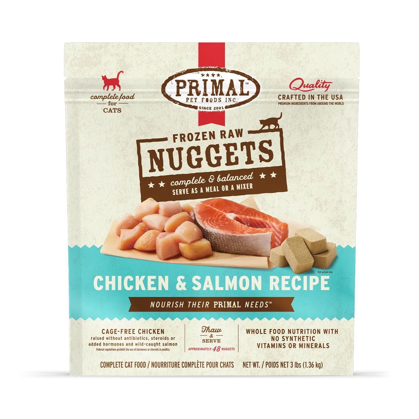 PRIMAL CAT 3#FROZEN NUGGETS CHICKEN &amp; SALMON