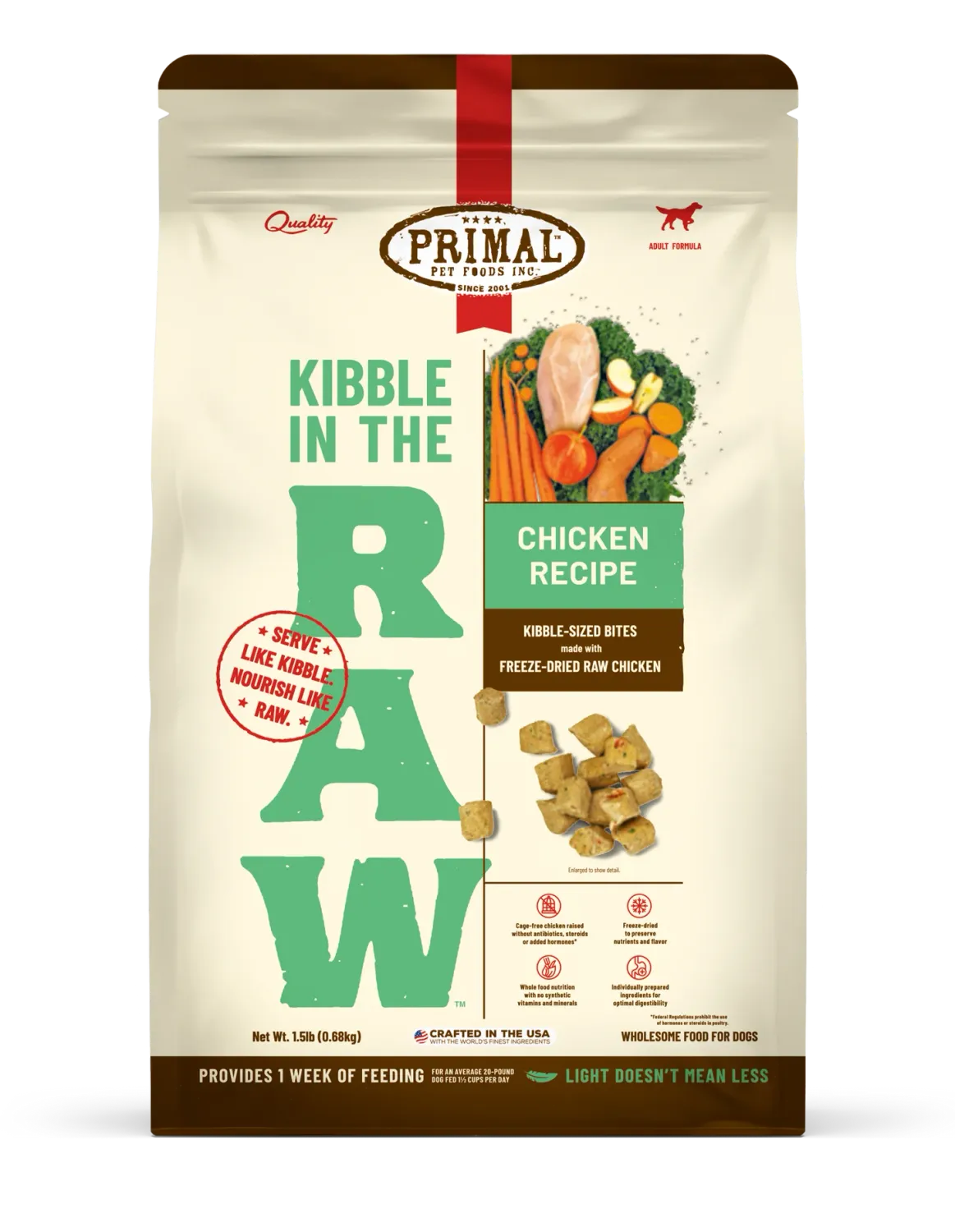 PRIMAL DOG 1.5# IN THE RAW KIBBLE CHICKEN