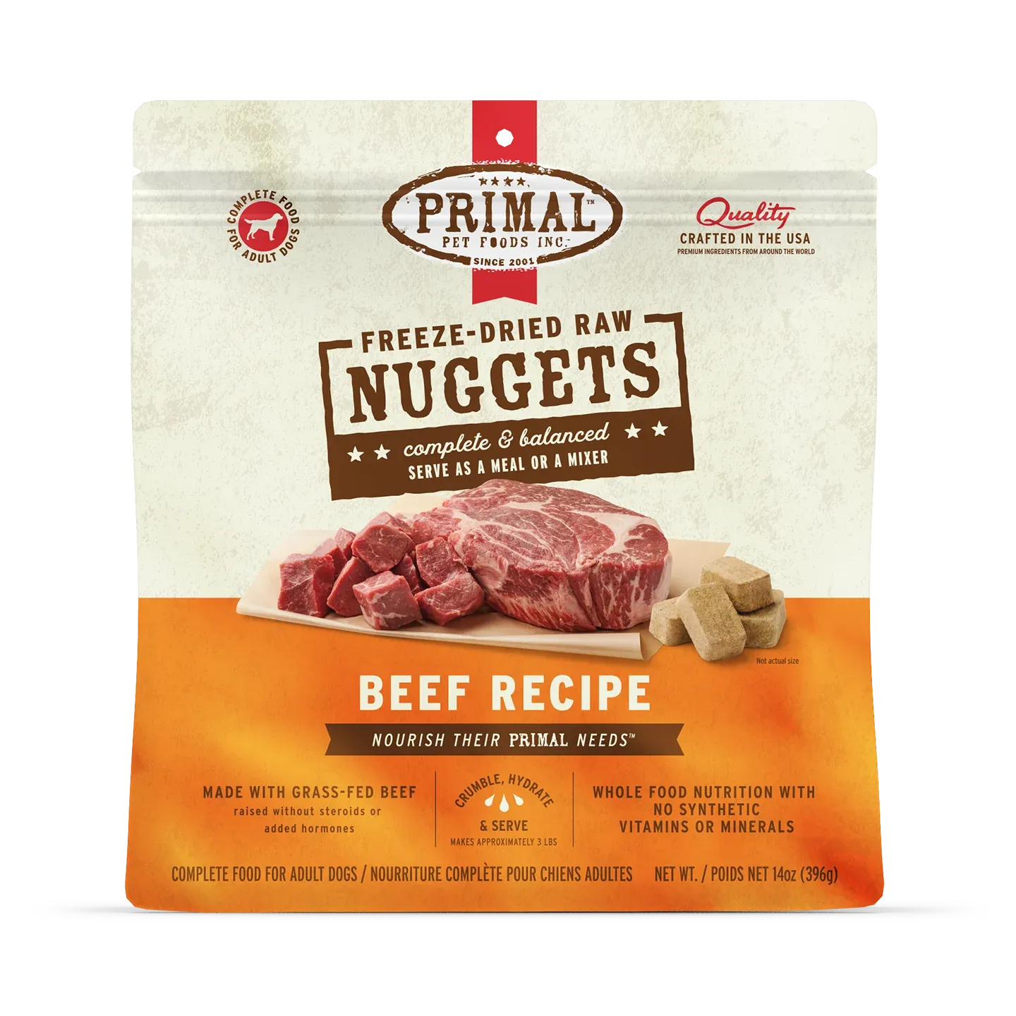 PRIMAL DOG 3# FROZEN NUGGETS BEEF