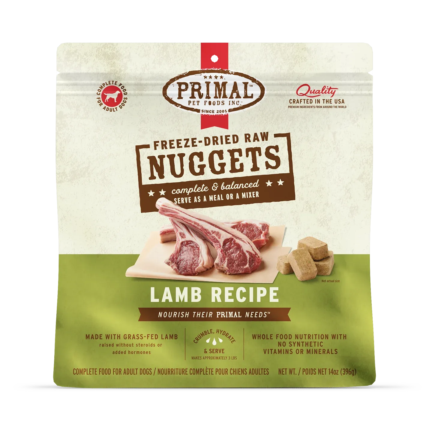 PRIMAL DOG 3# FROZEN NUGGETS LAMB