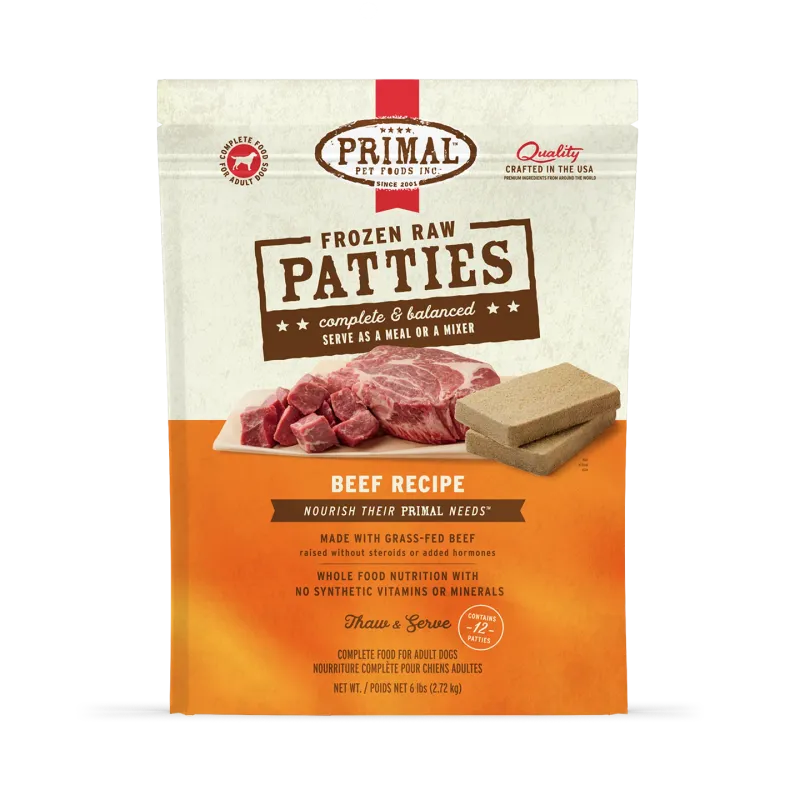 PRIMAL DOG 6# FROZEN PATTIES BEEF