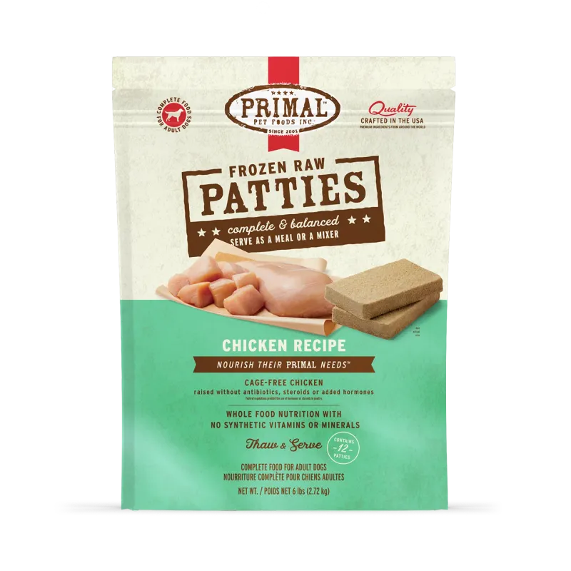 PRIMAL DOG 6# FROZEN PATTIES CHICKEN