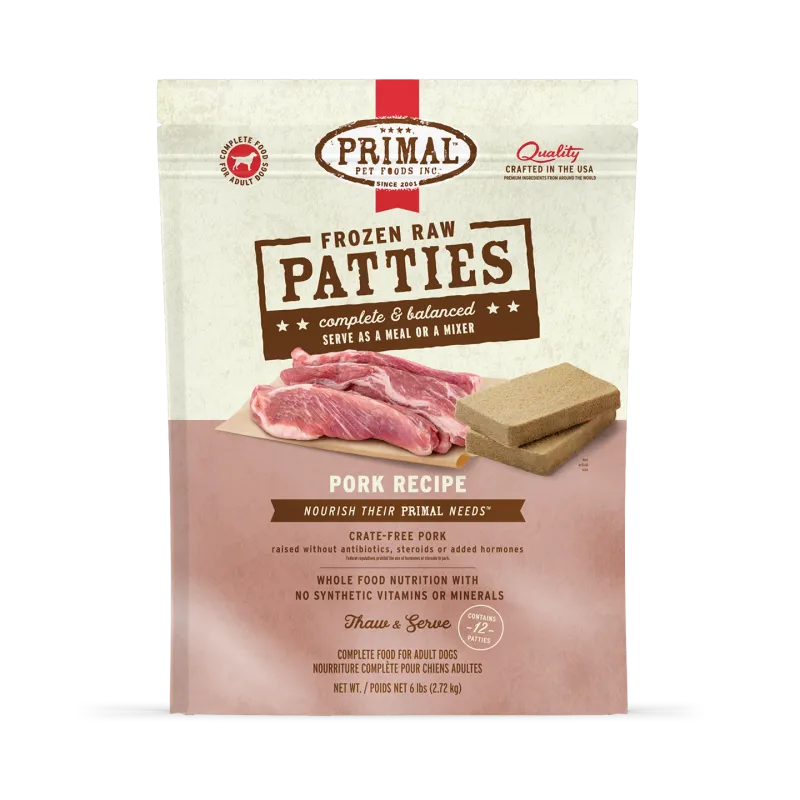 PRIMAL DOG 6# FROZEN PATTIES PORK