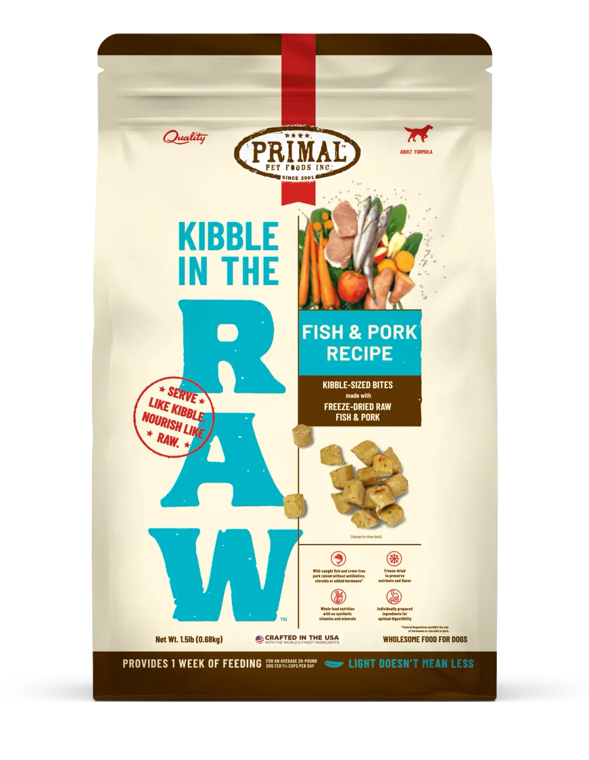 PRIMAL DOG 9# IN THE RAW KIBBLE FISH &amp; PORK