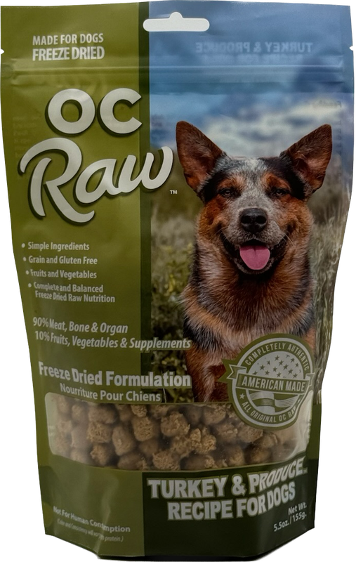 OC RAW 5.5OZ FREEZE DRIED TURKEY &amp; PRODUCE