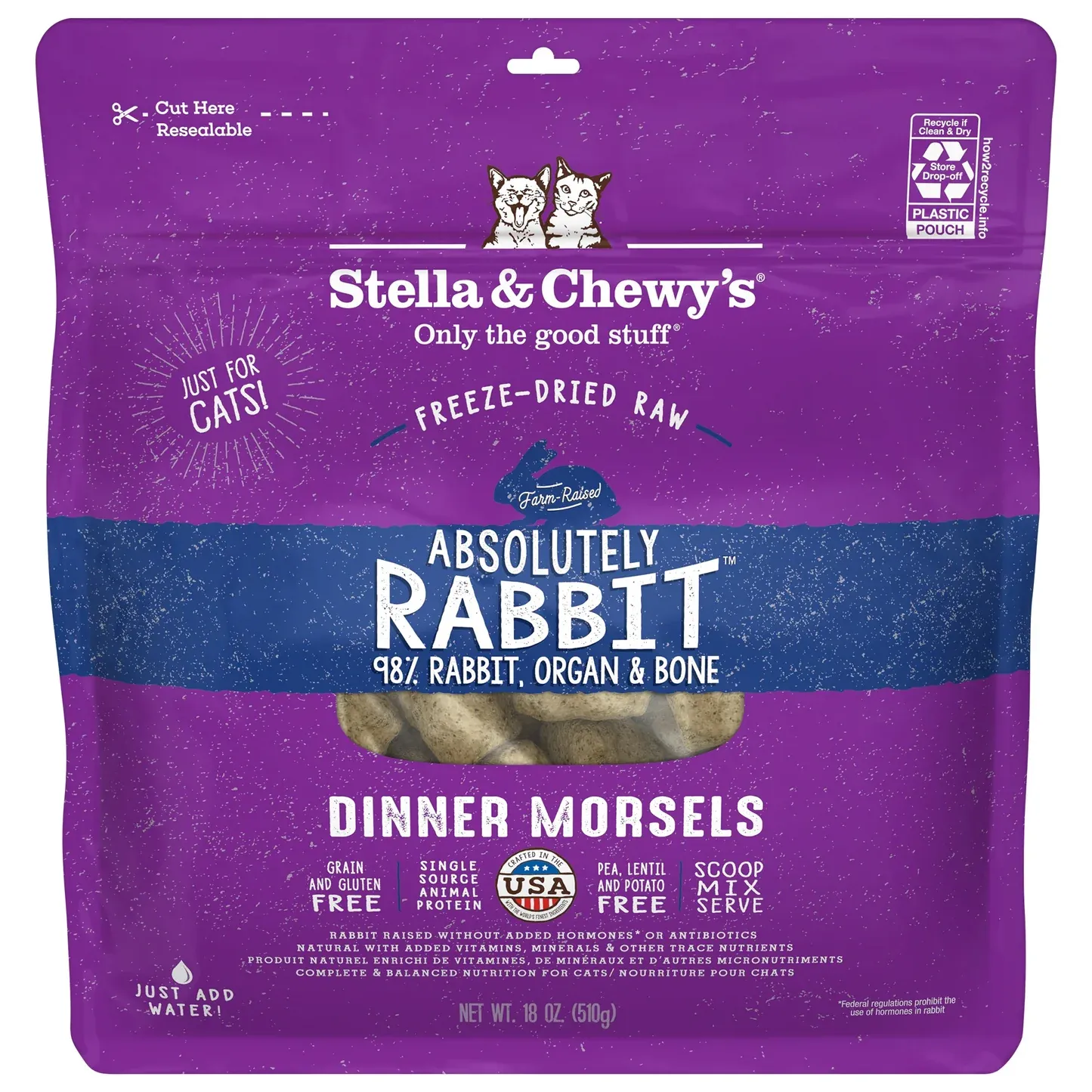 STELLA &amp; CHEWY&#39;S 18OZ CAT DINNER MORSELS RABBIT