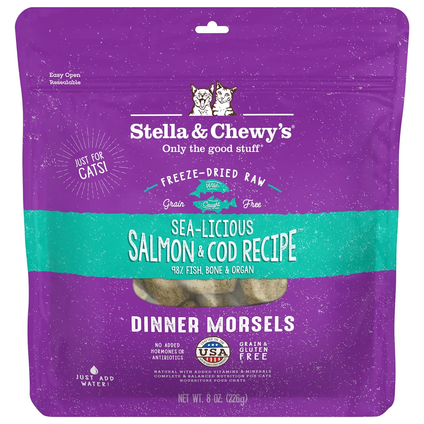 STELLA &amp; CHEWY&#39;S CAT 3.5OZ MORSELS SALMON &amp; COD
