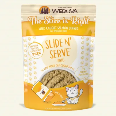 WERUVA CAT SLIDE N SERVE THE SLICE IS RIGHT SALMON 5.5OZ POUCH CASE