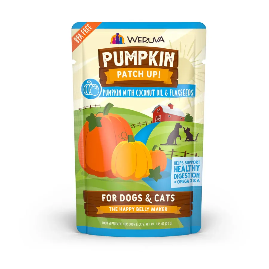 WERUVA DOG/CAT 2.8OZ POUCH - PUMPKIN PATCH UP - COCONUT OIL &amp; FLAXSEEDS