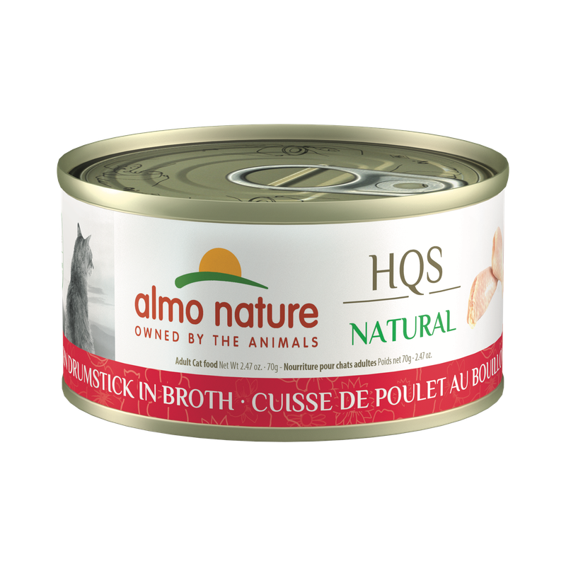 ALMO CAT 2.47OZ NATURAL CAN - CHICKEN DRUMSTICK IN BROTH