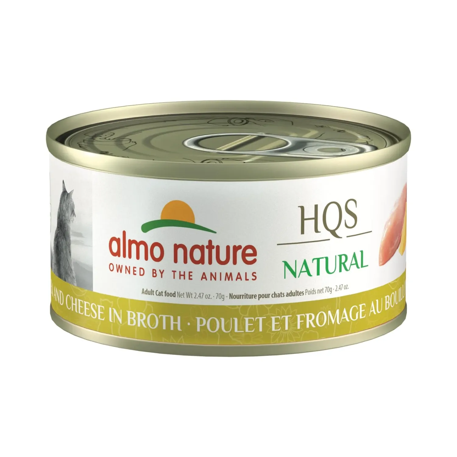 ALMO CAT CHICKEN &amp; CHEESE IN BROTH NATURAL 2.47OZ CASE