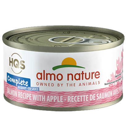 ALMO CAT SALMON W/ APPLES IN GRAVY 2.47OZ CASE