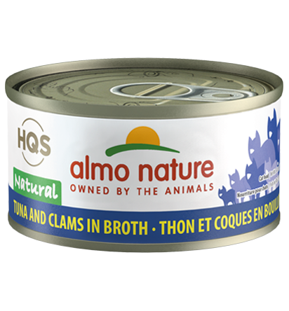 ALMO CAT TUNA &amp; CLAMS IN BROTH 2.47OZ CASE