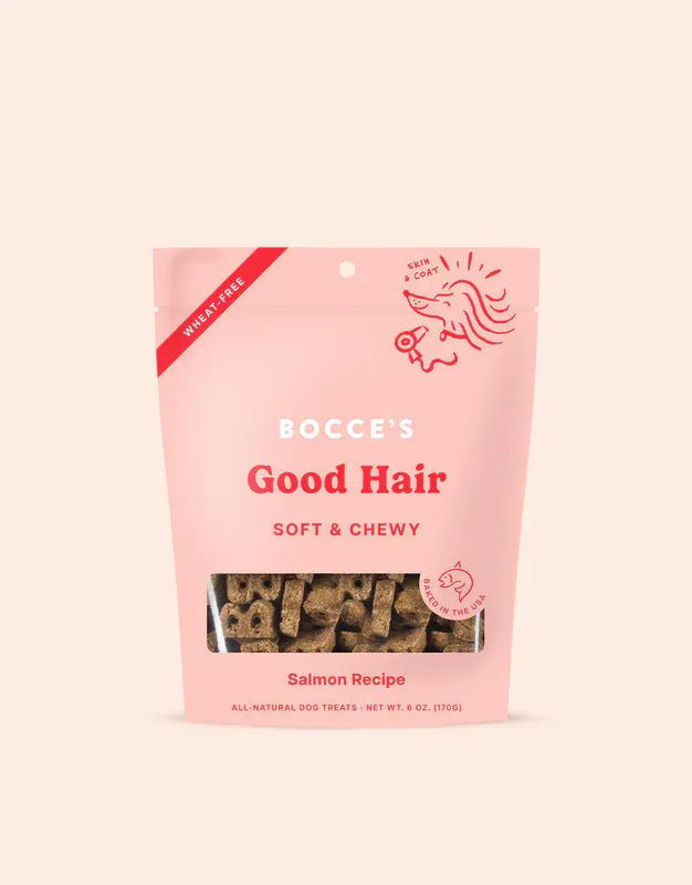 BOCCE&#39;S DOG 6OZ SOFT &amp; CHEWY GOOD HAIR SALMON