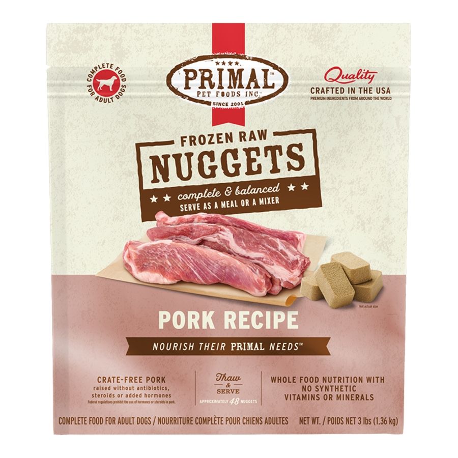 PRIMAL DOG 3# FROZEN NUGGETS PORK