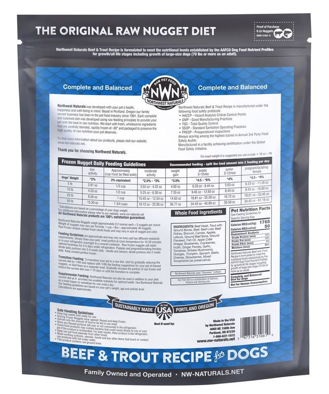 NORTHWEST NATURALS 6# FROZEN BEEF/TROUT NUGGETS
