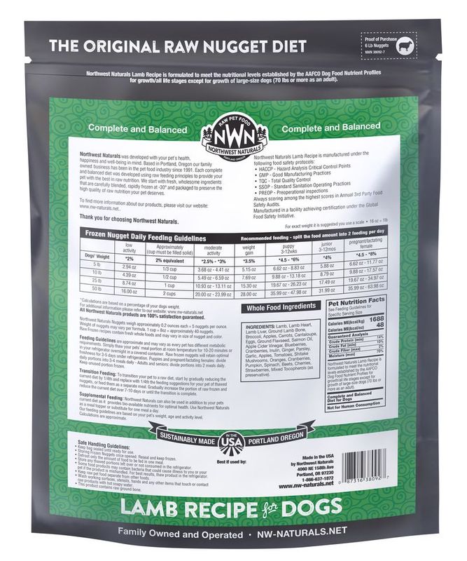 NORTHWEST NATURALS 6# FROZEN LAMB NUGGETS
