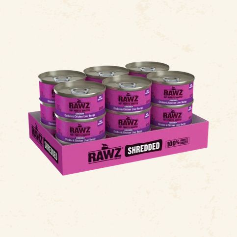 RAWZ CAT 18/3OZ SHREDDED CHICKEN &amp; CHICKEN LIVER CASE