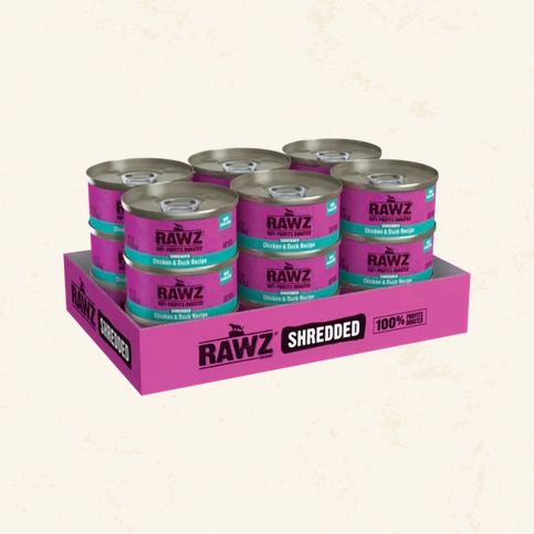 RAWZ CAT 18/3OZ SHREDDED CHICKEN &amp; DUCK CASE
