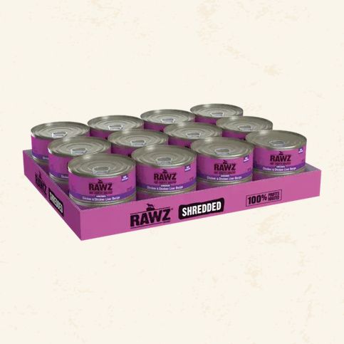 RAWZ CAT 24/5.5OZ SHREDDED CHICKEN &amp; CHICKEN LIVER CASE