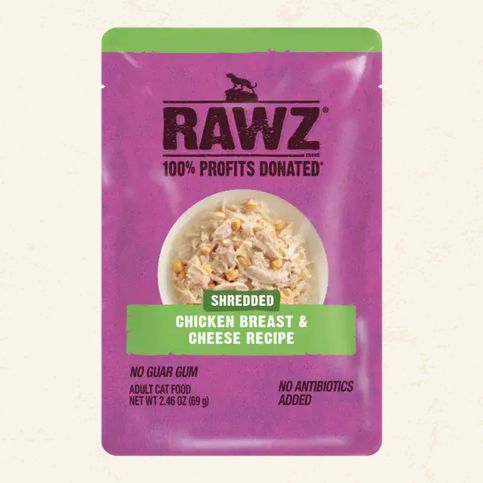 RAWZ CAT 2.46OZ SHREDDED POUCHES - CHICKEN BREAST &amp; CHEESE