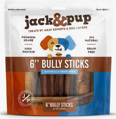 JACK &amp; PUP 6&quot; BULLY STICKS 1LB PACK