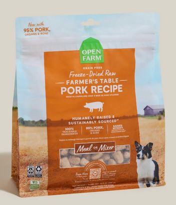 OPEN FARM DOG 22OZ FREEZE DRIED FARMER&#39;S TABLE PORK