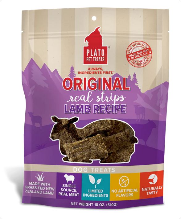 PLATO DOG 18OZ STRIPS LAMB RECIPE