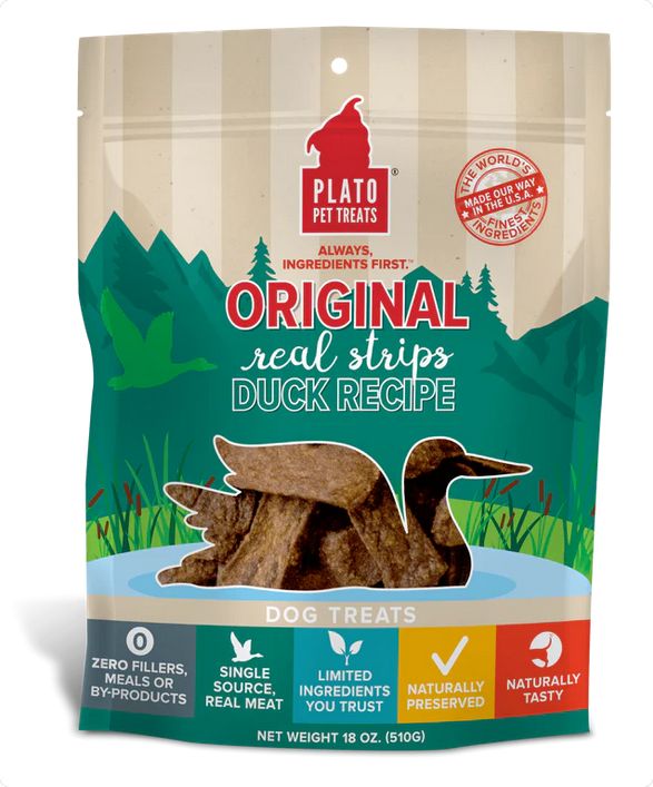 PLATO DOG 18OZ STRIPS DUCK