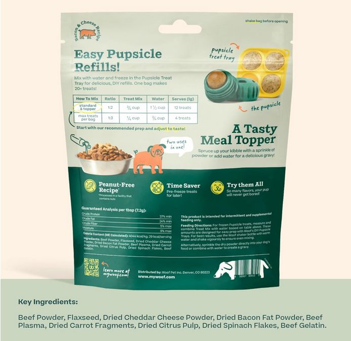 WOOF 5.5OZ PUPSICLE TREAT MIX BACON &amp; CHEESE