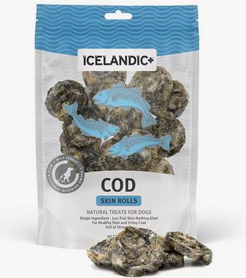 ICELANDIC COD SKIN ROUND ROLLS DOG TREATS 3OZ