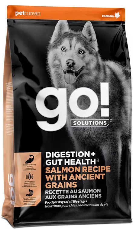 PETCUREAN GO! DOG 22# DIGESTION &amp; GUT SALMON WITH GRAIN