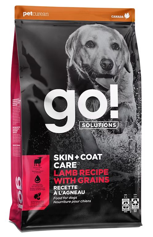 PETCUREAN GO! DOG 22# SKIN &amp; COAT LAMB &amp; GRAINS