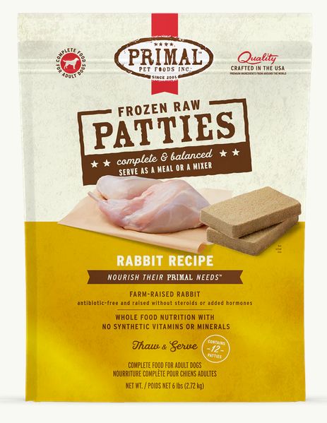 PRIMAL DOG 6# FROZEN PATTIES - RABBIT