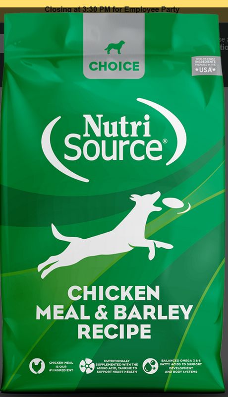 NUTRISOURCE CHOICE 5# CHICKEN BARLEY
