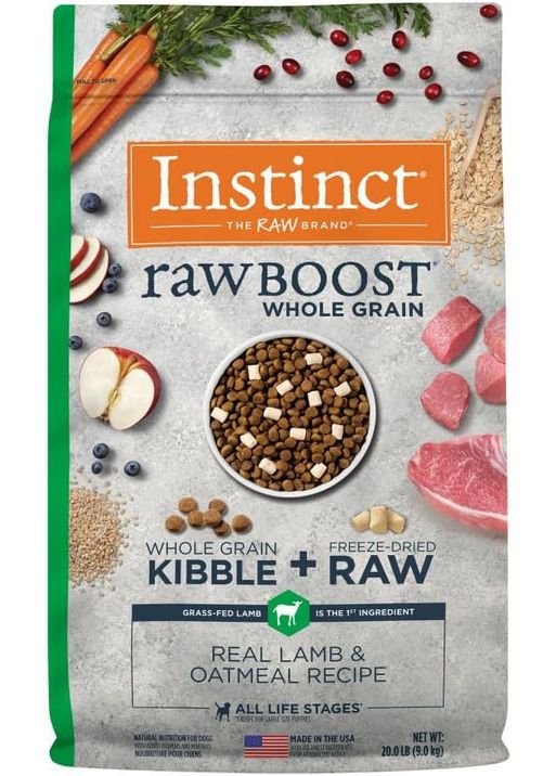 INSTINCT DOG 20# WHOLE GRAIN RAW BOOST LAMB