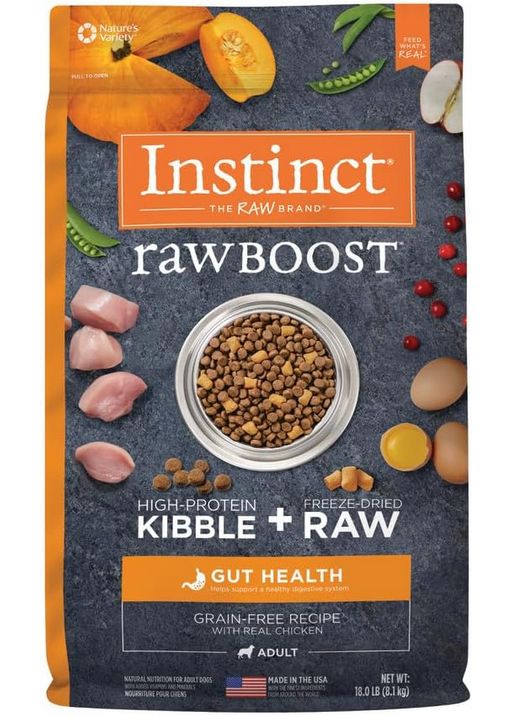 INSTINCT DOG 18# GF RAW BOOST GUT HEALTH CHICKEN
