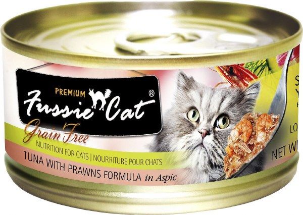 FUSSIE CAT PREMIUM - TUNA &amp; PRAWNS IN ASPIC 2.8OZ CAN