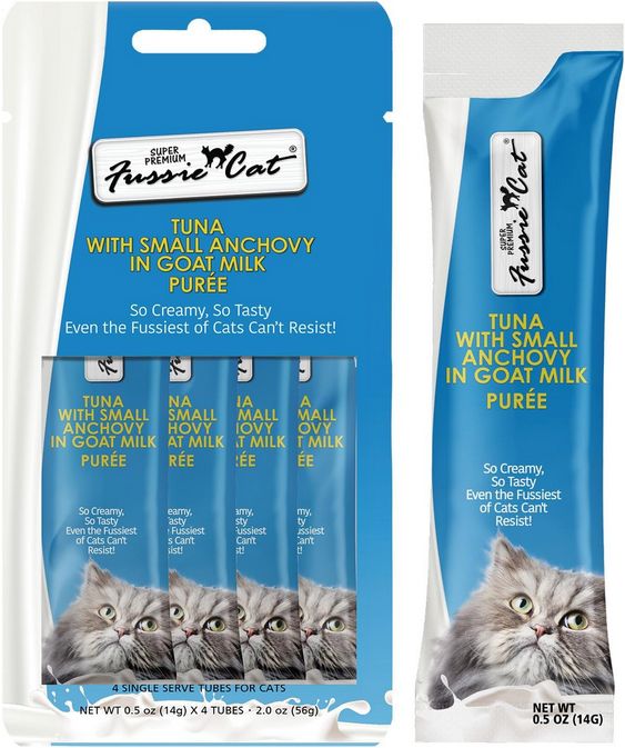 FUSSIE CAT TUNA ANCHOVY GOAT MILK PUREE POUCH 0.5OZ