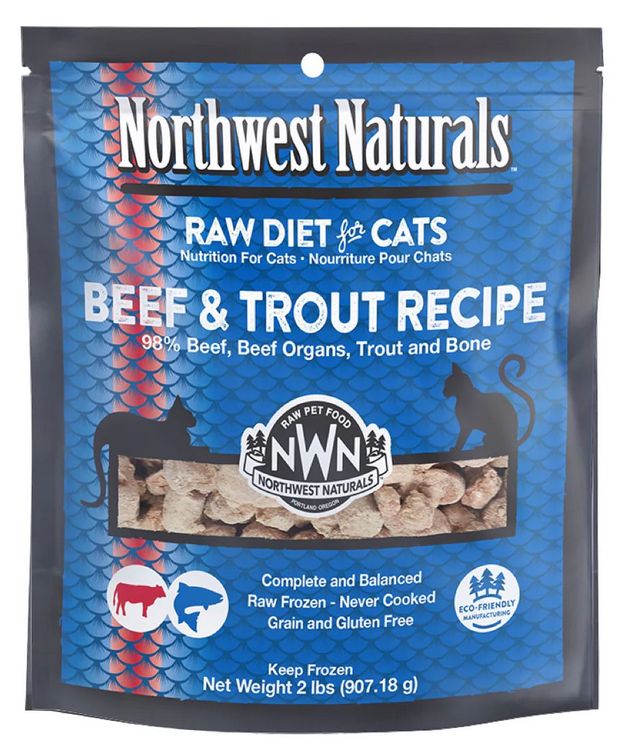 NORTHWEST NATURALS CAT 2# BEEF TROUT FROZEN RAW