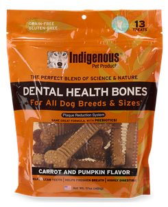 INDIGENOUS DOG 17OZ LARGE DENTAL CARROT &amp; PUMPKIN