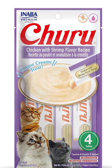 INABA CHURU CAT CHICKEN &amp; SHRIMP 4 PACK