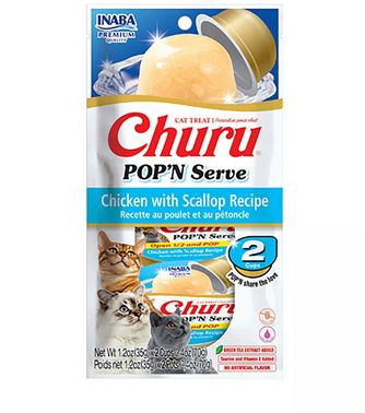 INABA CHURU POP N SERVE 4PCK CHICKEN &amp; SCALLOP
