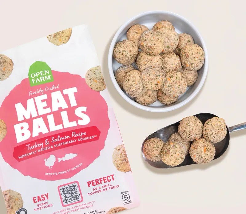 OPEN FARM 36OZ FROZEN MEATBALLS TURKEY SALMON
