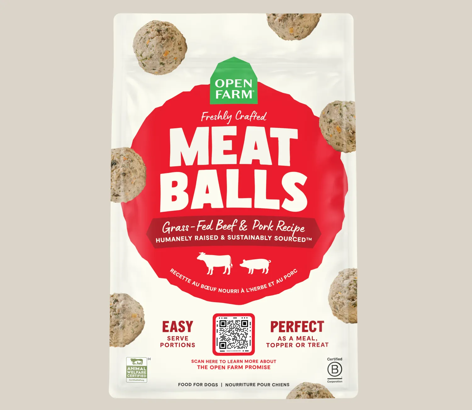 OPEN FARM 36OZ FROZEN MEATBALLS BEEF PORK