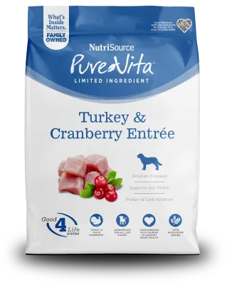 NUTRISOURCE DOG 25# PURE VITA TURKEY &amp; CRANBERRY