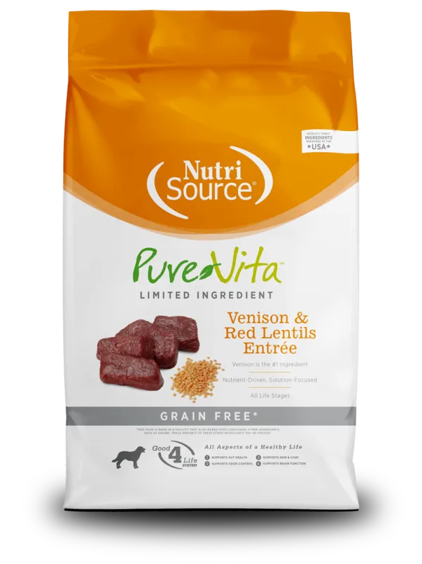NUTRISOURCE DOG 12# PURE VITA  GF VENISON LENTIL