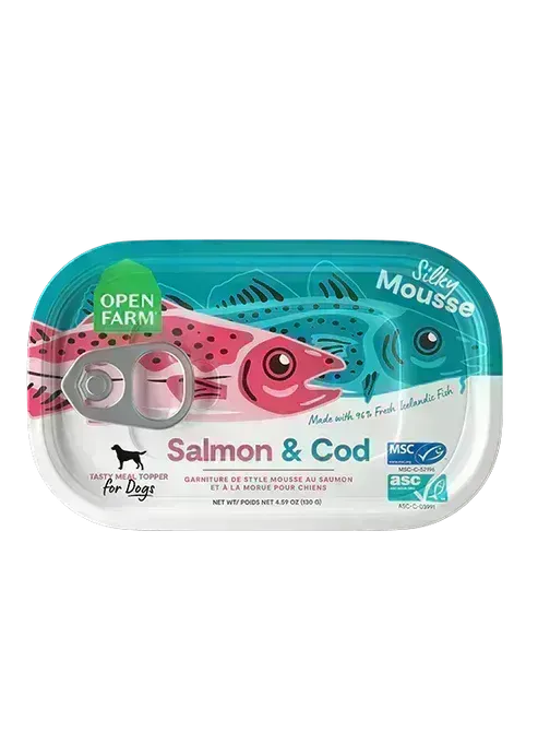 OPEN FARM DOG 4.59OZ MEAL TOPPER SALMON COD MOUSSE
